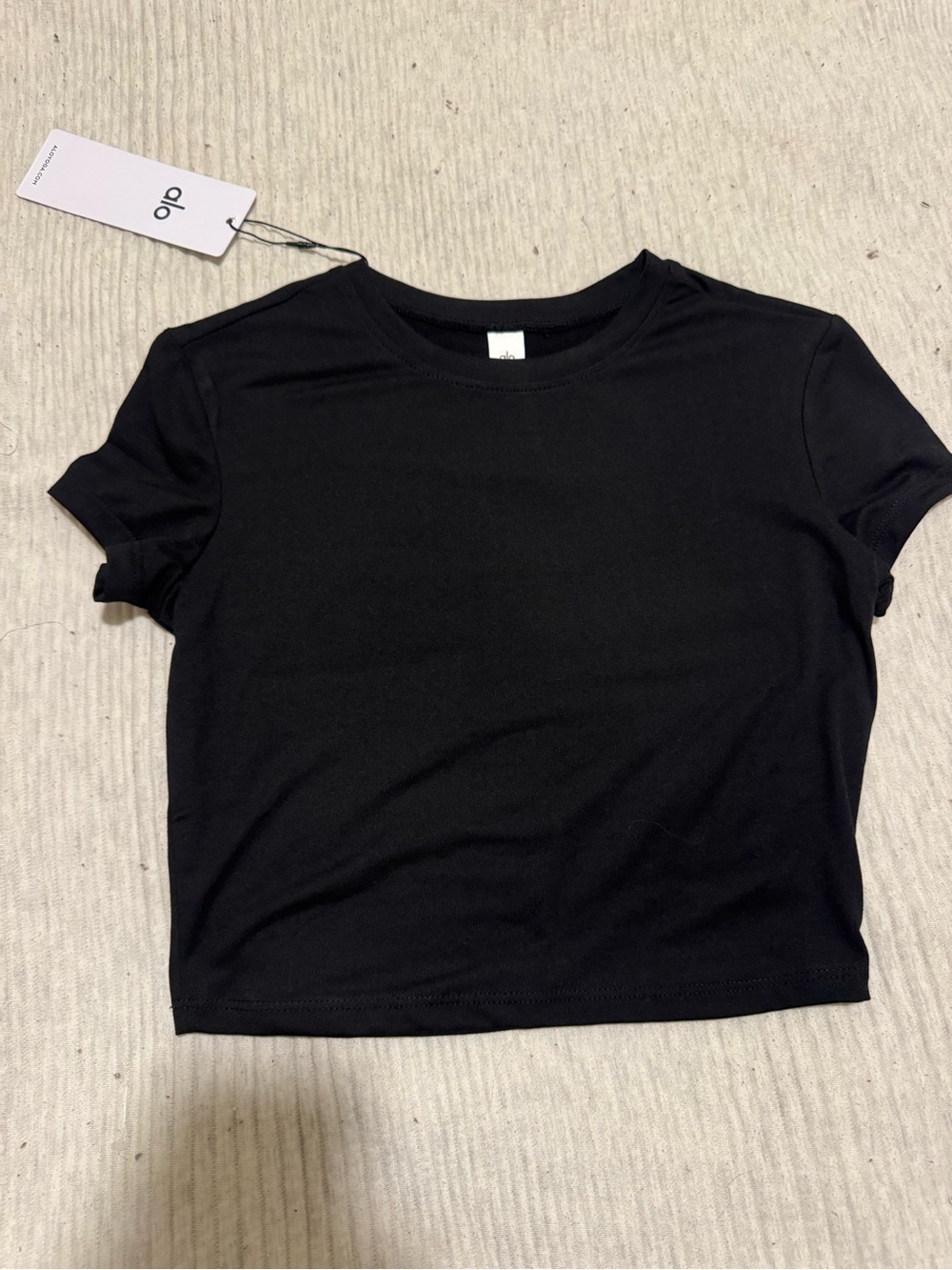 ALO Yoga Black Cropped Crew Tee